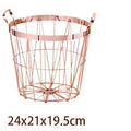 Rose Gold Metal Storage Basket - Cozy Nursery