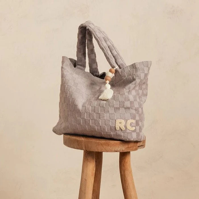 Rylee + Cru TERRY BEACH BAG - CLOUD CHECK