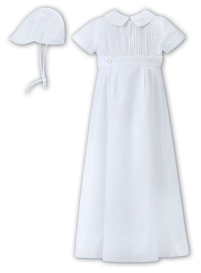 Sarah Louise Boys White Christening Gown With Detachable Skirt