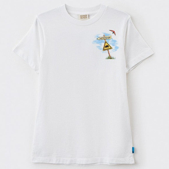 SCOTCH & SODA Kids Relaxed-Fit Organic Cotton Printed T-Shirt - White - 4Y/6Y