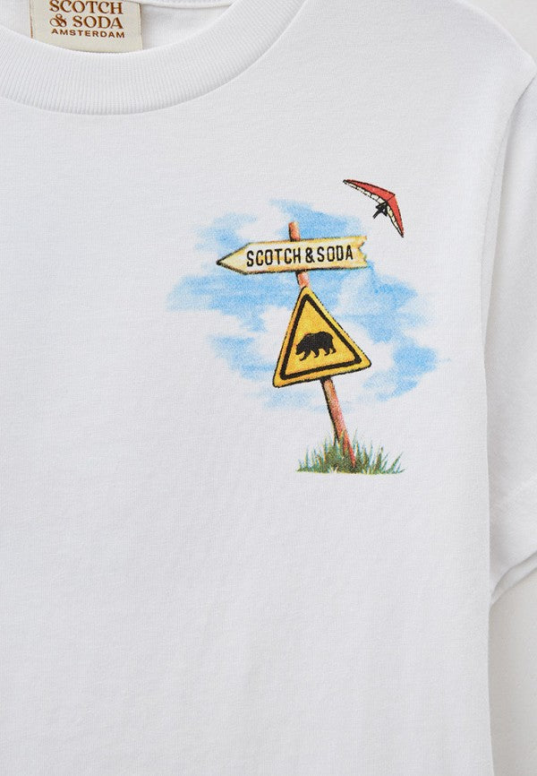 SCOTCH & SODA Kids Relaxed-Fit Organic Cotton Printed T-Shirt - White - 4Y/6Y