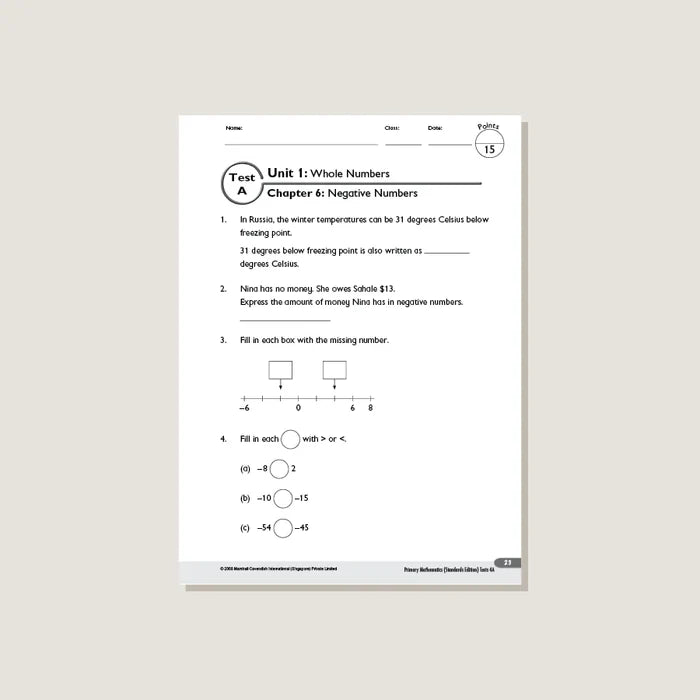 Singapore Math Primary Mathematics Standards Edition Tests 4B