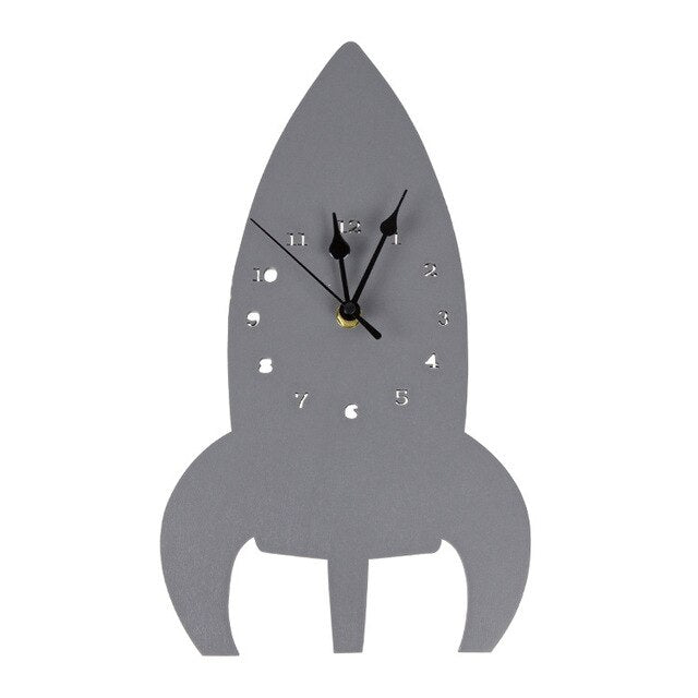 Space Rocket Wall Clock - Cozy Nursery