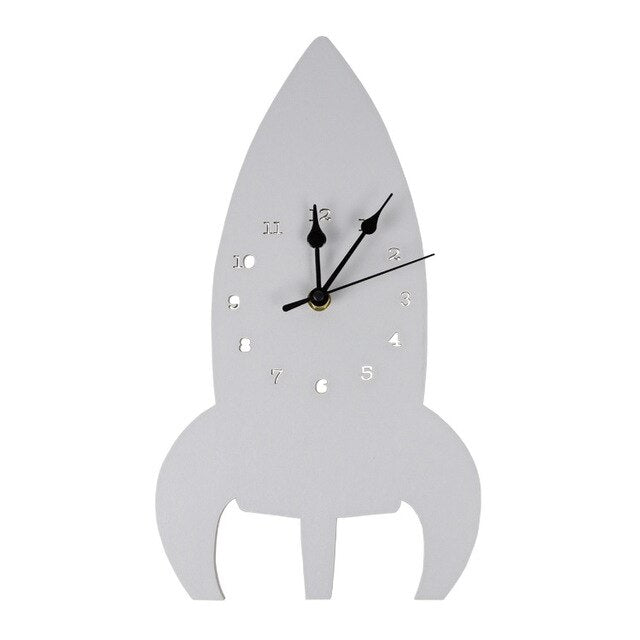 Space Rocket Wall Clock - Cozy Nursery