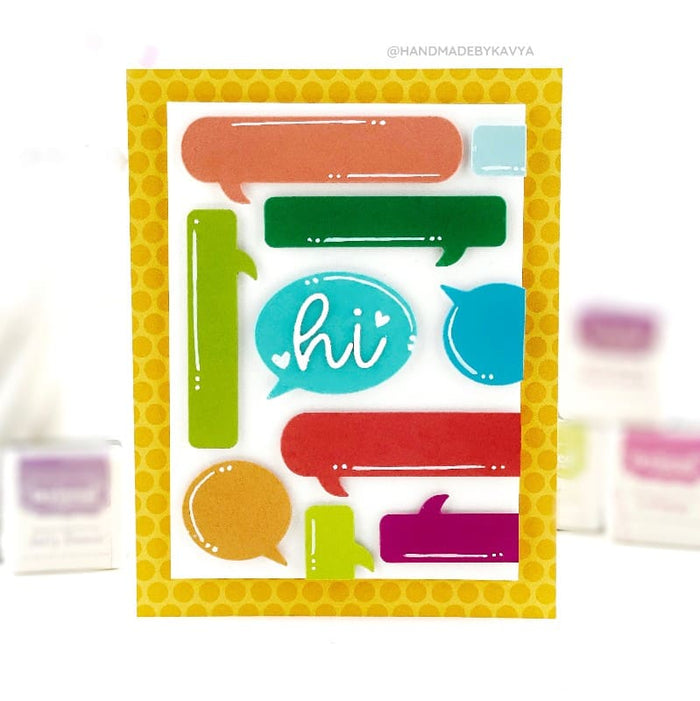 Sunny Studio Stamps Colorful Rainbow Speech Bubbles Handmade Hi Card using Speech Bubbles Extras Metal Cutting Craft Dies