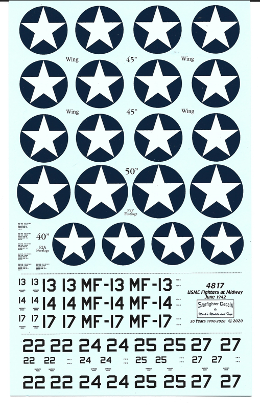 Starfighter USMC Buffalos & Wildcats @ Midway JUNE 1942, Aircraft Decals 1/48 17