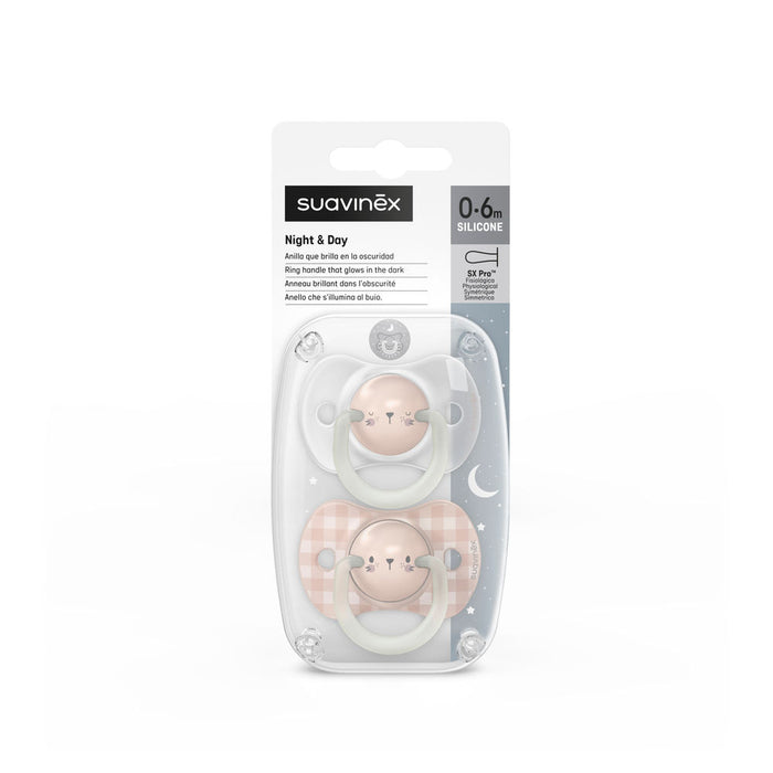 Suavinex Night Glow In The Dark SX Pro Soother 0-6months 2 Pack - Rabbit
