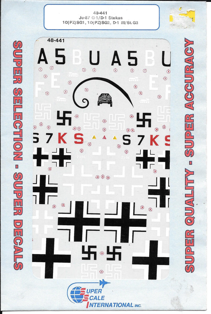 Super Scale Ju-87 G-1/ D-1 Stuka Decals in 1/48 441