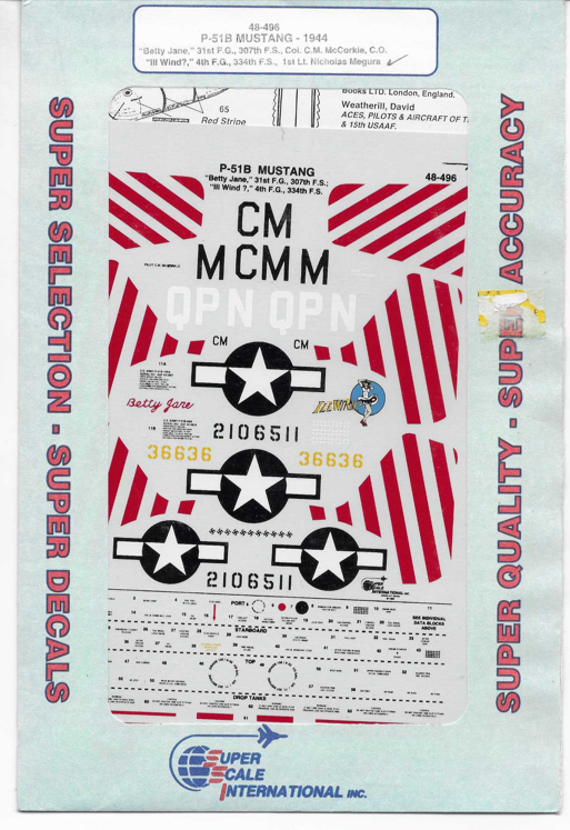 Super Scale P-51B Mustang, 1944, Decals 1/48 496, 2 Options