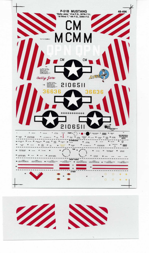Super Scale P-51B Mustang, 1944, Decals 1/48 496, 2 Options