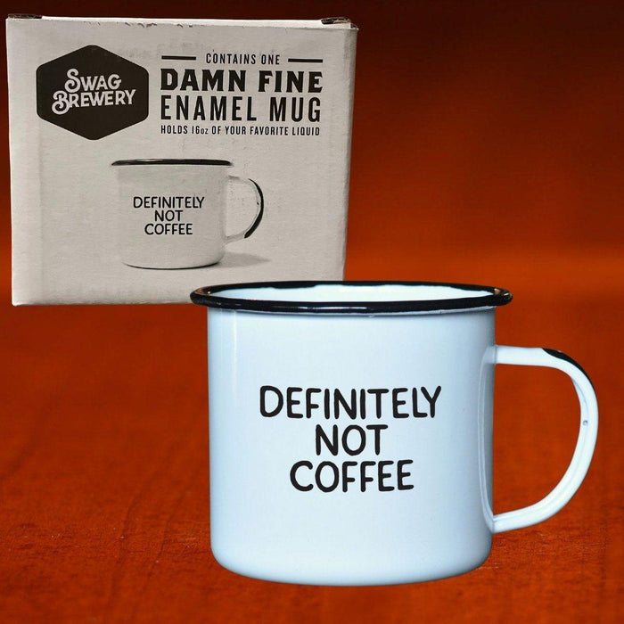 Brewery Swag Enameled Mug Definitely Not Coffee - The Whiskey Cave