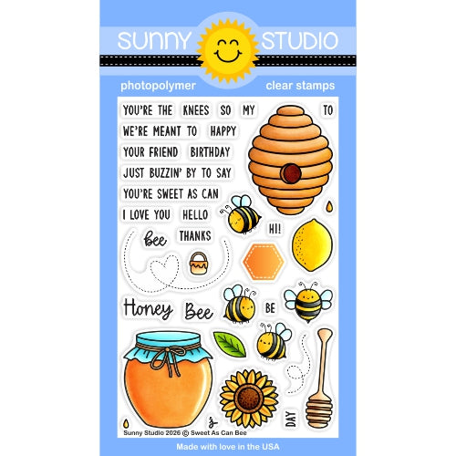 Sunny Studio Stamps Sweet As Can Bee Bumblebee Clear Photopolymer 4x6 Stamp Set SSCL-404