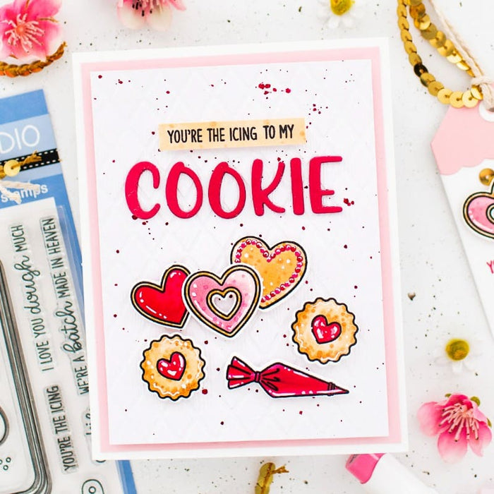Sunny Studio Stamps Baked With Love You're the Icing To my Cookie Handmade Card using Sydney Alphabet Metal Cutting Craft Die
