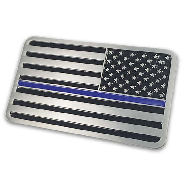 Thin Blue Line American Vehicle Emblem Reversed