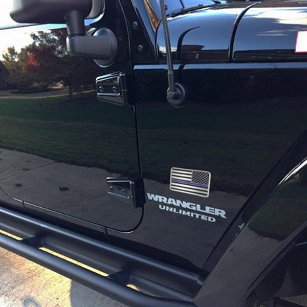 Thin Blue Line American Vehicle Emblem Reversed