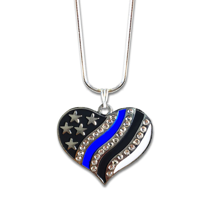 Thin Blue Line Heart Necklace