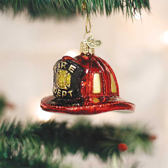 Thin Red Line Ornament, Fire Helmet