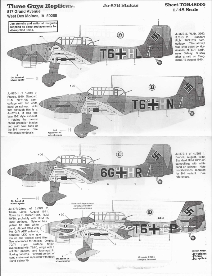 Three Guys Replicas Ju-87B Stuka Decals 1/48 005