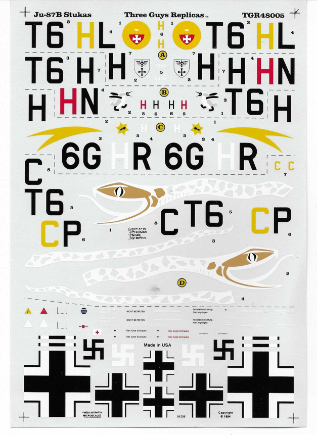 Three Guys Replicas Ju-87B Stuka Decals 1/48 005