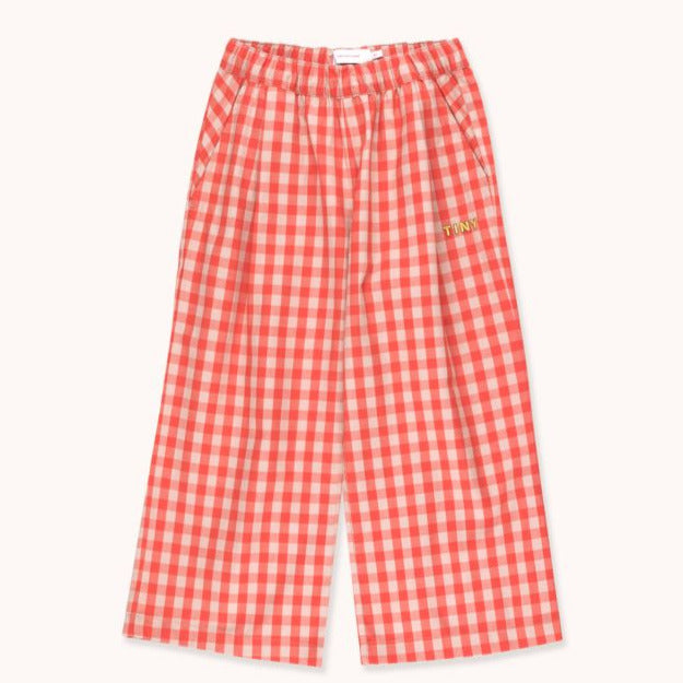 TINYCOTTONS Kids "TINY" VICHY WIDE PANT in red/light nude 192