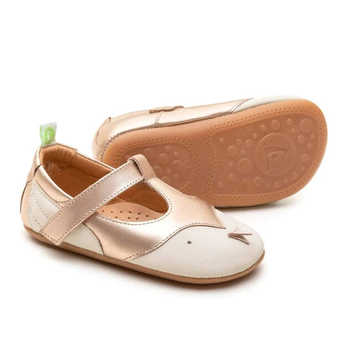 Tip Toey Joey Kids CHIRPY Ballerina Flats - Metalic Salmon / Tapioca