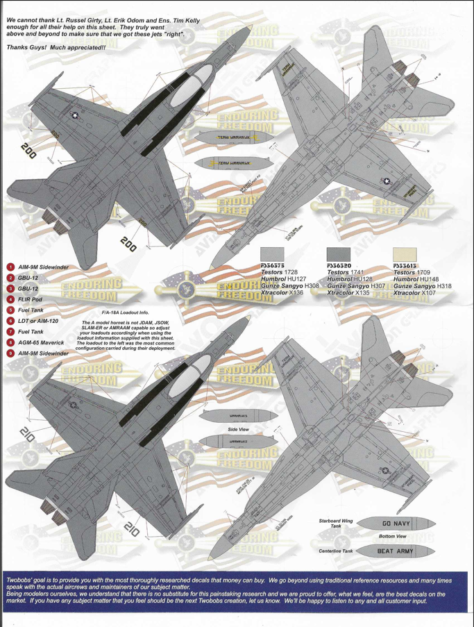 TWO BOBS F/A-18A Hornet, VFA-97 Decals 1/48 030 'Thoroughbred Warhawks'