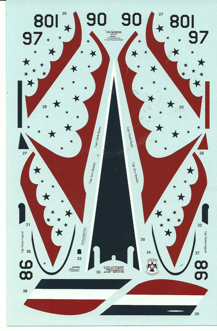 USAF Thunderbirds, F-105 Thunderchief Decals 1/48 WBD 48004