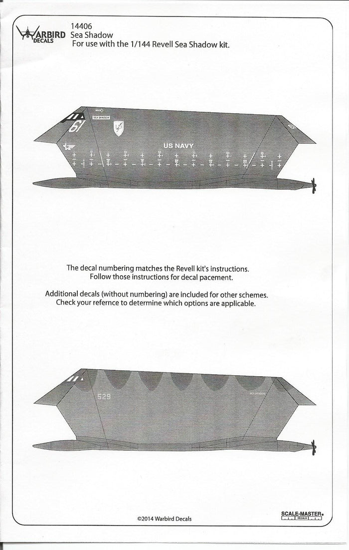 USN Experimental Stealth Ship, Sea Shadow Decal Upgrades 1/144 06, For Revell Kit