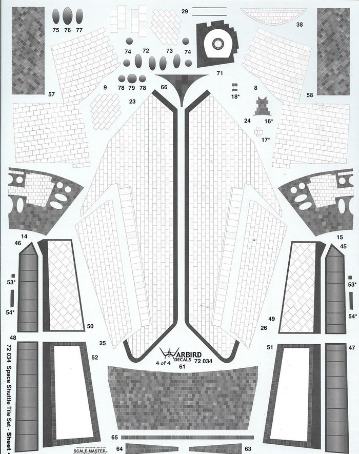 Warbird Decals, Space Shuttle Tile Decals, Details 1/72 034 For Monogram Kit