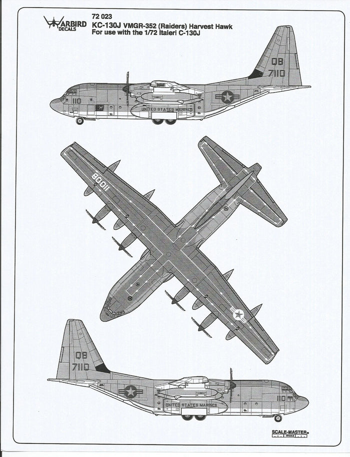 Warbird KC-130J VMGR-352 Raiders Harvest Hawk Decals in 1/72 023