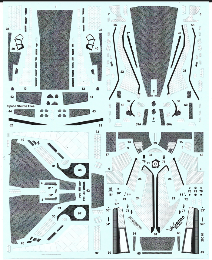 Warbird Space Shuttle Tile Details, Decals 1/200 01 For the Hasegawa Kit