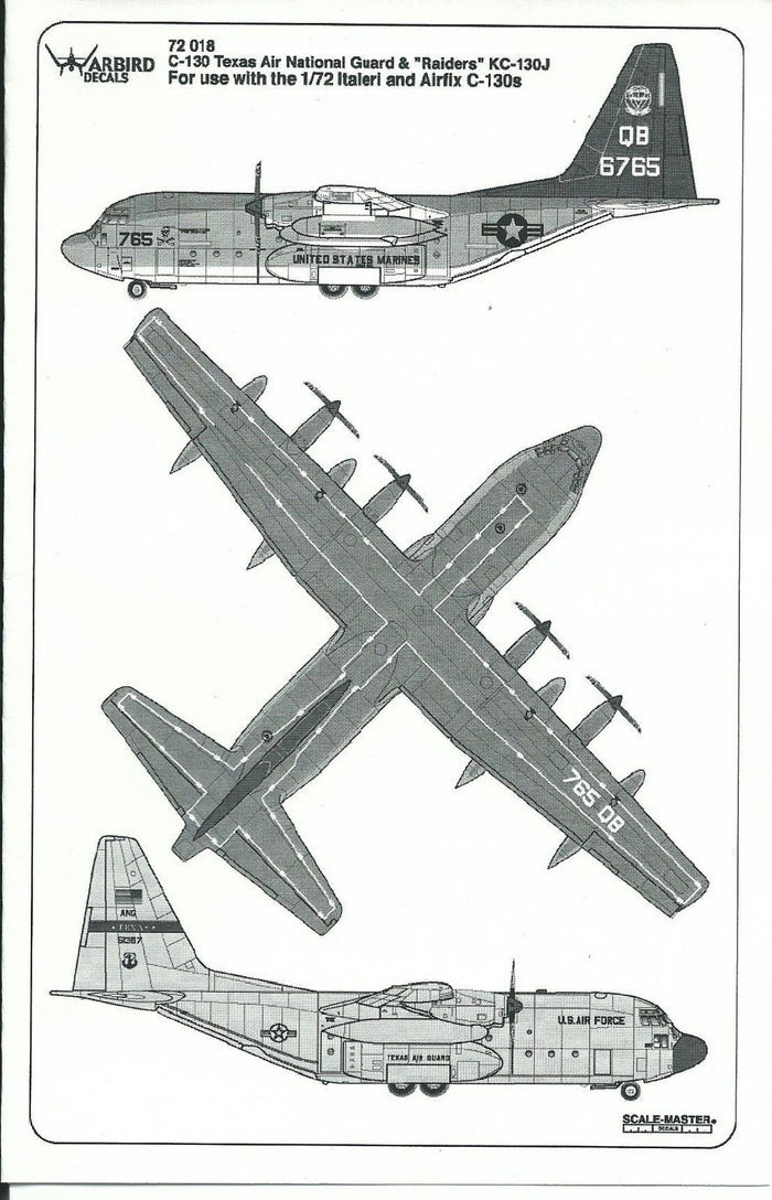 Warbird Texas ANG C-130H, USMC KC-130J , VMGR 352 ,Raiders Decals 1/72 018