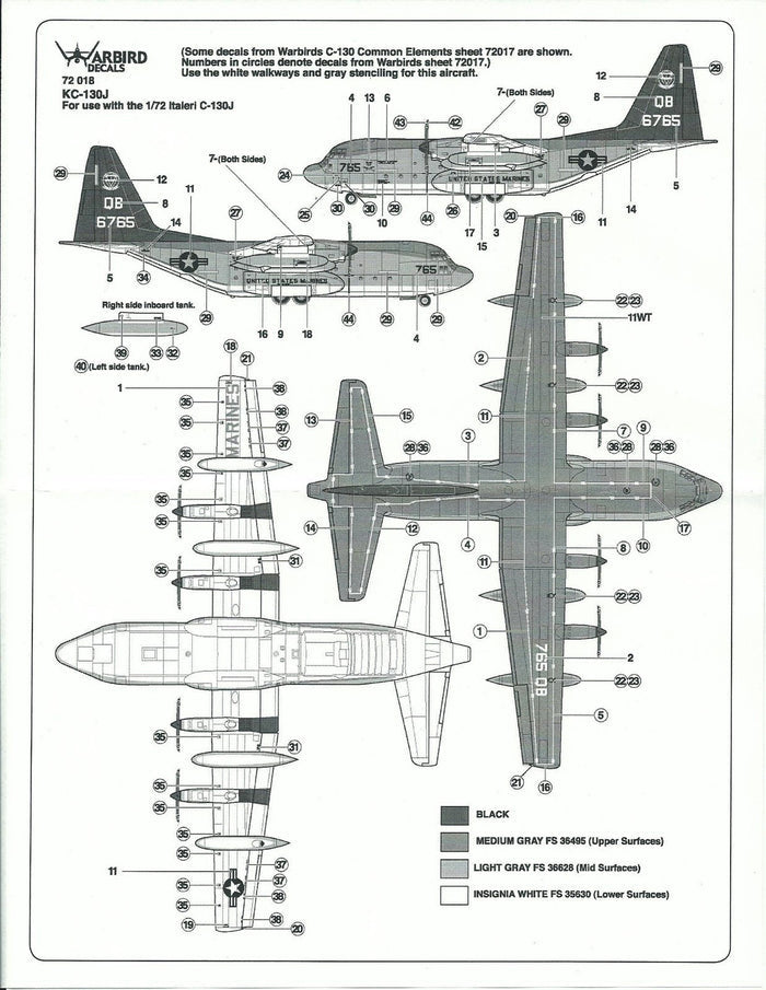 Warbird Texas ANG C-130H, USMC KC-130J , VMGR 352 ,Raiders Decals 1/72 018
