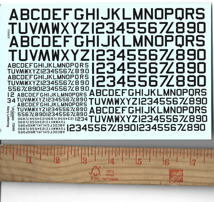 Warbird US Navy Lettering Decals, BLACK 1/72 040