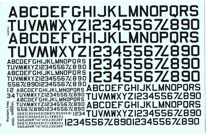 Warbird US Navy Lettering Decals, BLACK 1/72 040