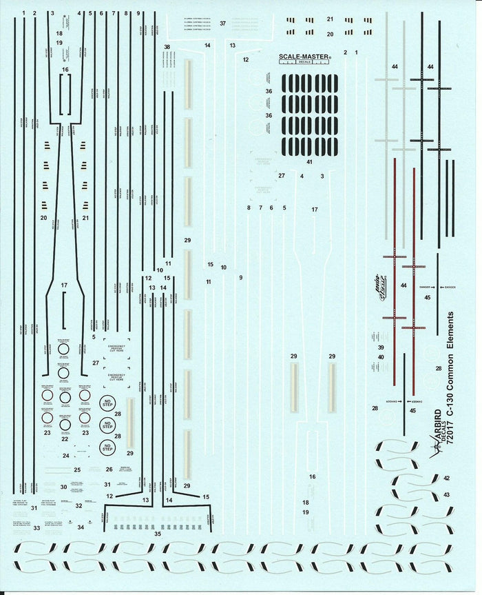 Warbird USMC Lo Viz, ANG, USAF C-130 Common Elements, Data Decals 1/72 017