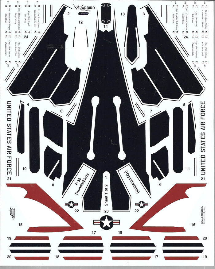 Warbird What If ,USAF Thunderbirds Flew The F-35A Lightning II? Decals 1/48 041