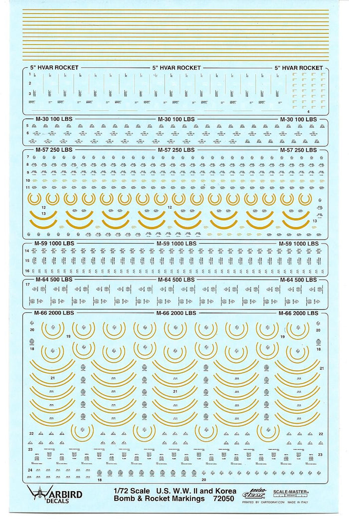 Warbird WWII, Korea Bomb & Rocket Markings, Decals in 1/72 050