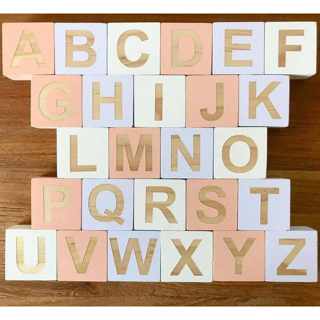 Wooden Alphabet Letters Block Set - Cozy Nursery