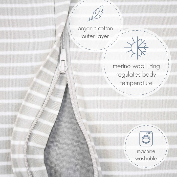 >Woolino Merino Wool 4 Season Baby Sleep Bag with FEET opening - Star Gray