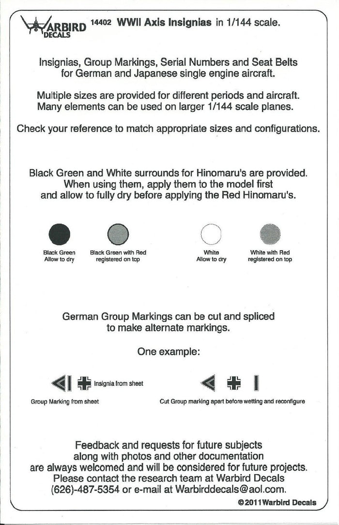 WWII Axis Insignias, Warbird Decals 1/144 02