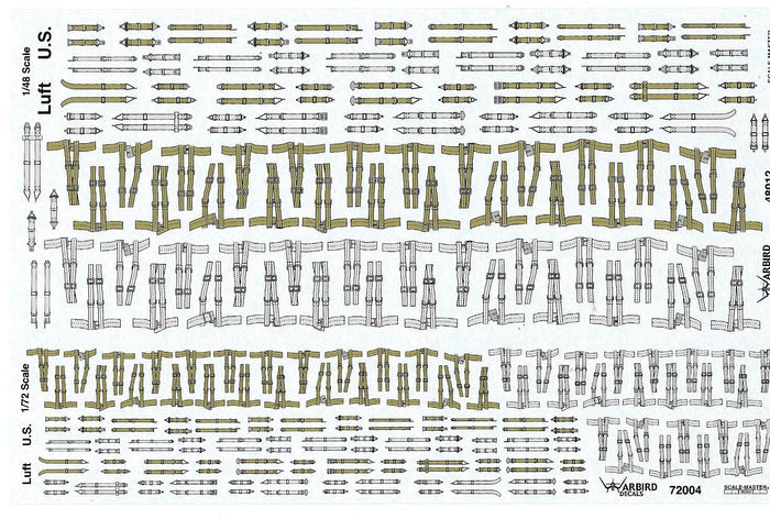 WWII, US and German/Luftwaffe Aircraft Seatbelt Decals 1/48 and 1/72 SP