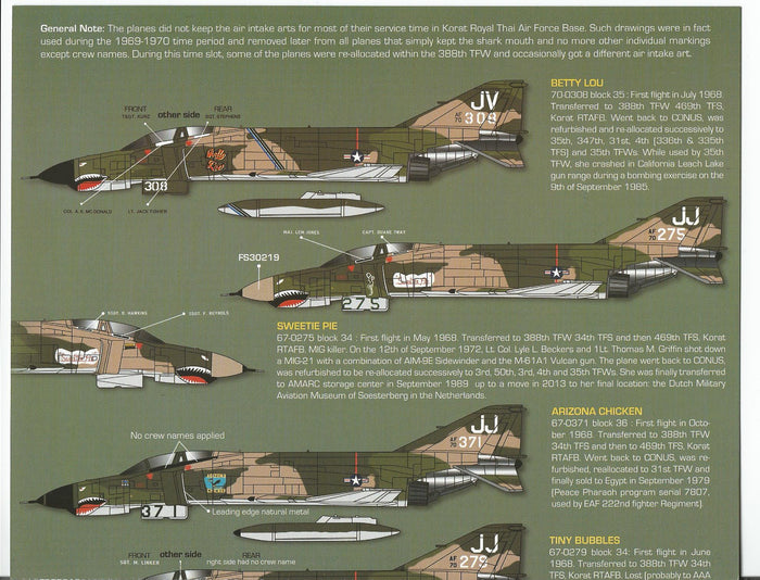 Zotz  F-4E Phantom II, 388th TFW at Korat, 1968-69 Decals 1/48 045