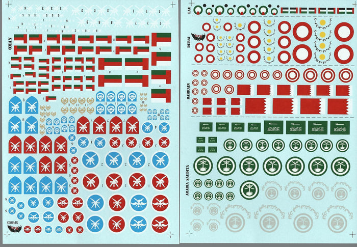 Zotz Middle East Roundels, Plus Arabic Number Decals, Varied Scales, 8 Countries