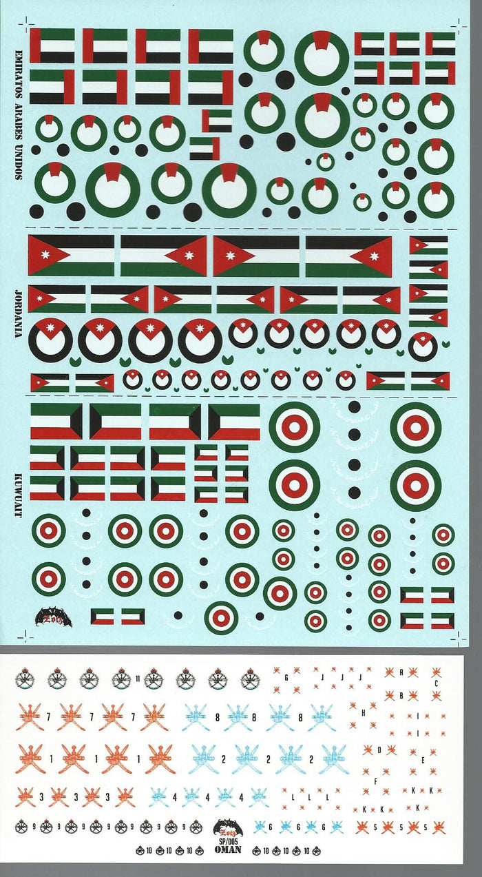 Zotz Middle East Roundels, Plus Arabic Number Decals, Varied Scales, 8 Countries